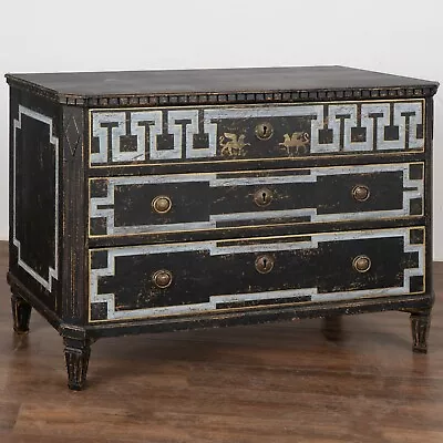 Large Black Chest Of Drawers With Griffins In Gold Sweden Circa 1840-60 • $5800