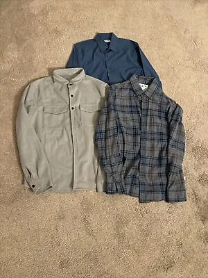 LOT OF (3) Button Up Long Sleeve Shirts ~ Express 1MX ~ Flannels ~ Men’s Medium • $16.99