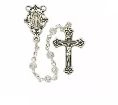 Filagree Silver Plated Beads Rosary Crucifix Cross And Miraculous Center • $39.99