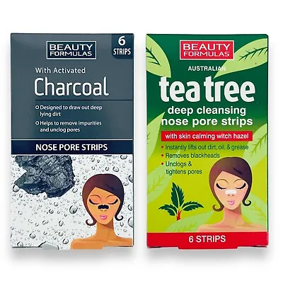 Nose Pore Strips Blackhead Removal Tea Tree Charcoal Deep Cleansing Unclog Pores • £3.19