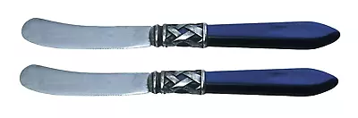 Vietri ALADDIN Blue Sapphire Buggati Stainless Flatware - 2 Master Butter Knives • $18.99