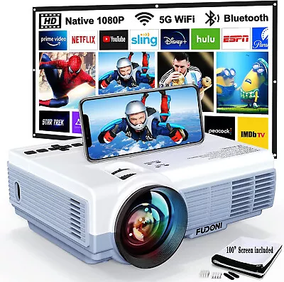 Projector 4K 5G WiFi Home Theater Movie 10000L Portable Projector With Screen • $89.99