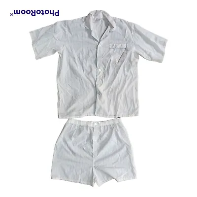 VINTAGE HOLEPROOF Striped PJ Set Pyjamas Men Size 110 Short Summer Grandpa Retro • $28.45
