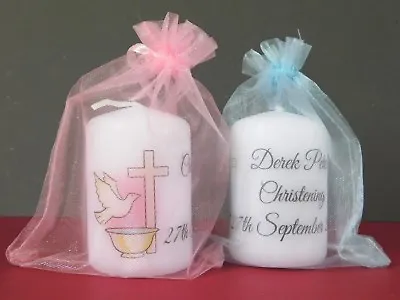 Personalised Christening Baptism Communion Candle Favour 6cm X 4cm Set X 10 • £11.50