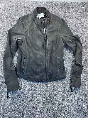 Marrakech Jacket Womens XS Moto Style Denim Full Front Zip Side Pocket Black • $19.99