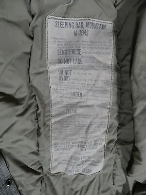 US Military VIETNAM 1974 Mummy Sleeping Bag Mountain Feather Down Filled M-1949 • $49.50