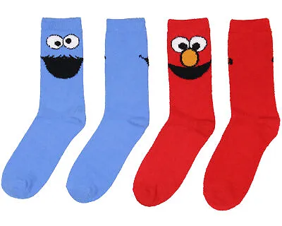 Sesame Street Socks Cookie Monster And Elmo Adult Fuzzy Plush Crew Socks 2 Pack • $16.95