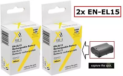 2 Pc Super Capacity EN-EL15 Lithium Ion Battery For Nikon D7000 D7100 D810 D7200 • $27.93