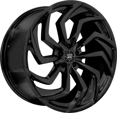24 Inch 24x9 Lexani SHADOW Gloss Black Wheels Rims 5x4.5 5x114.3 +38 • $2181.36