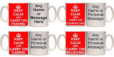 KEEP CALM AND CARRY ON MUG & COASTER (RE3) PRAYING BELIEVING GOD 11oz-15oz GIFT • £8.99