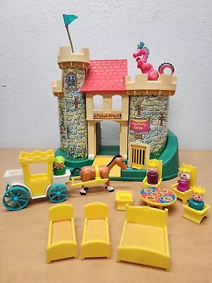 Vintage Fisher Price Little People Castle With Dragon Figures Carriage And... • $199.99