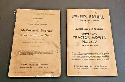 Vtg Lot McCormick Deering Tractor Mower 25-V Binder No 4 Manual Implement HI T43 • $9.99