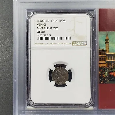 1400-1413 Italy 1TOR Venice Michelle Steno NGC XF40 Story Vault Medieval Coin • $126.49