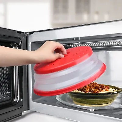 Microwave Food Cover Splatter Proof Vented Collapsible With Easy Grip Hand • $12.50