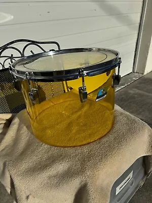 197 Yellow Ludwig Vistalite 14” X 10” Concert Tom Drum - Pointy Blue Olive Badge • $299