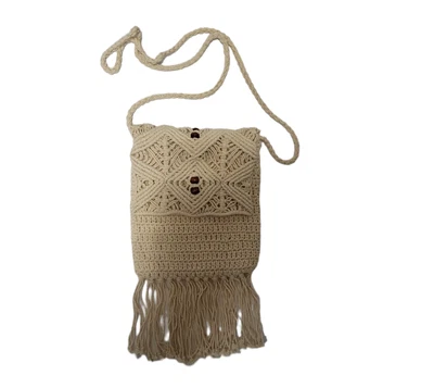 £19.87 • Buy Macrame Crochet Fringe Crossbody Bag Shouldedr Purse Fringe Bead Hippie Boho