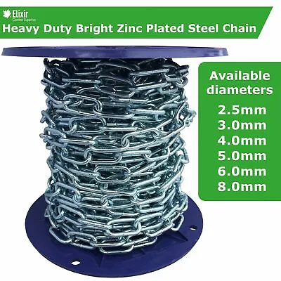 Premium Toughened Chain | Galvanised Zinc Plated Outdoor Security Links 1-30m • £5.50