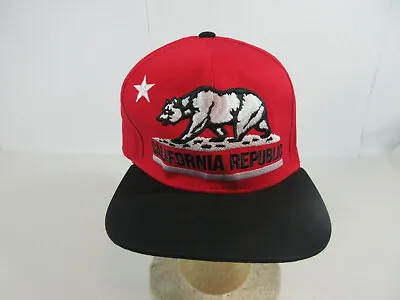 California Republic Bear Star Map Black Red White 100% Cotton Trucker Hat Cap • $12.99