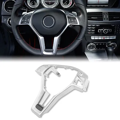 For Mercedes Benz W204 C63 C-Class Silver AMG Style Steering Wheel Trim Cover • $29