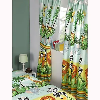 Jungle-tastic Fully Lined Curtains In Two Drop Lengths Kids Bedroom • £24.99