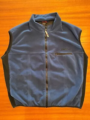 Marmot Men's Windstopper Blue Black Fleece Vest Full Zip XL • $39.95