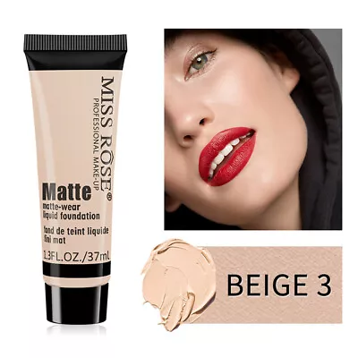 MISS ROSE Matte Liquid Foundation Smooth Makeup Base Face Cream Concealer 37ml♡ • $4.67