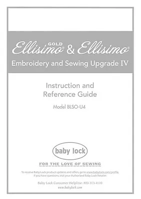 Baby Lock Ellisimo Gold BLSO-U4 Embroidery Instruction Manual Reprint • $16.95