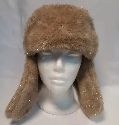 £13.75 • Buy Old Navy Womens One Sz Brown Trapper Hat Gold Accent Fibers Faux Fur Snow Ski