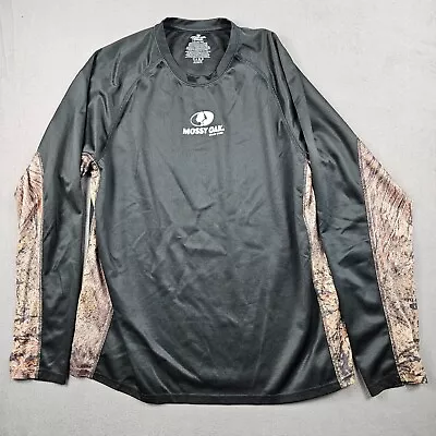 Mossy Oak Shirt Mens L Mesh Jersey Long Sleeve Black Brush Camo • $14.99