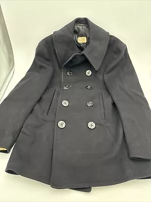 Vintage WW2 US Navy Naval Clothing Factory 10 Button Wool Pea Coat Military 36 • $65