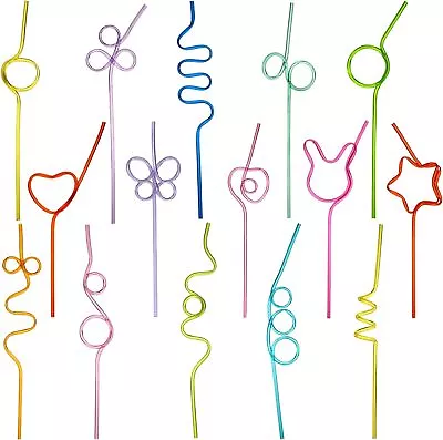 Tomnk 30pcs Crazy Straws 15 Assorted Colorful Silly Straws Silly  • £16.70