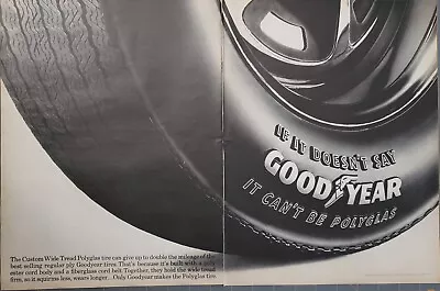 1969 Good Year Tires Polyglas Custom Wide Tread Double Mileage 2 Page Print Ad • $28.82