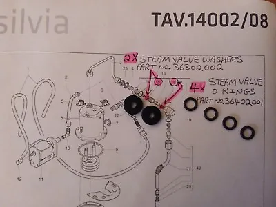 Rancilio Silvia 6x Piece Steam Valve Tap Wand Service Kit Part 36402001 36302002 • £5.95
