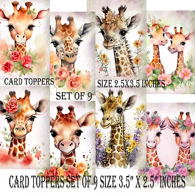 Card Toppers For Card Making Cute Baby Giraffes Scrapbooking Paper Craft Tags • £2.99