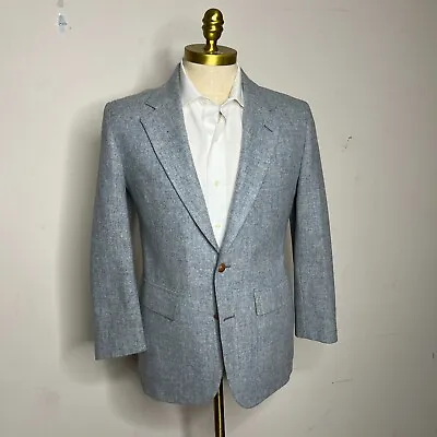 VTG Tweed Custom Blazer Mens Solid Baby Blue Size 40S • $44.99