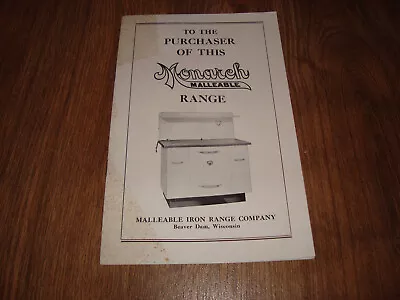 To The Purchaser Of This Monarch Malleable Range Brochure Booklet • $9.99