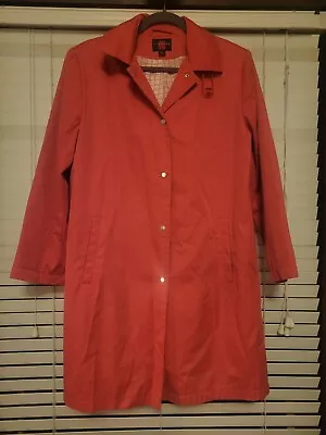 Gallery Brand Hooded Coat-Fuschia/Pink. Size L Overcoat/Rain Jacket Mid Length • $27.95