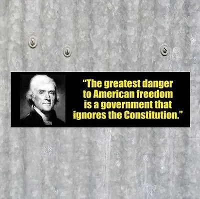 New DANGER TO FREEDOM Thomas Jefferson BUMPER STICKER Anti Obama NRA Gun Rights • $9.99