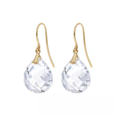 Pre-Owned 14ct Yellow Gold Crystal Drop Earrings 14ct Gold For Her • £113.85