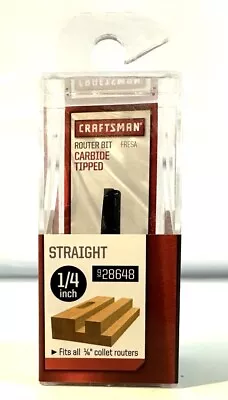 New Craftsman 1/4  Straight Carbide Tipped Router Bit 28648 9-28648 1/4  Shank • $9.99