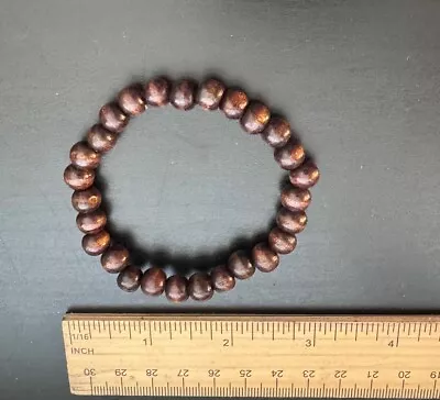 10mm Brown Wooden Beaded Mala Bracelet Elastic Bangle For Men And Women • $8.99