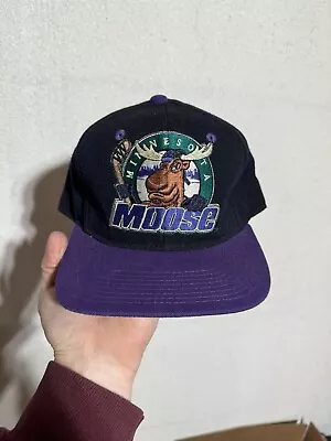 Vintage Minnesota Moose Zephyr Fitted Hat Cap Size 7 1/8  90s IHL Hockey SAMPLE • $25