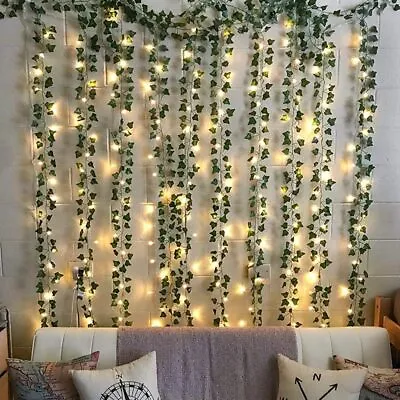 Ivy Vine Curtain Light 50 LEDs Leaf Fairy Lights Green Garland Light Strings 5m • £7.65