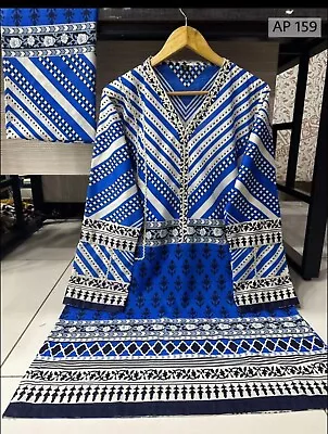 Lawn Kurta Dupatta Two Pc Ready Made Blue Pakistani Indian Suits • £15.50