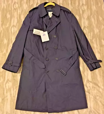 VTG US Military Trench Coat - NEW - Men 48 Blue Double-Breasted Removable Lining • $61.85
