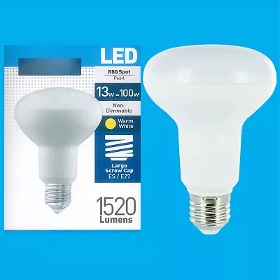 2x 13W (100W) R80 LED Pearl Spot Light ES Bulbs E27 Warm White 3000K Lamps • £15.49