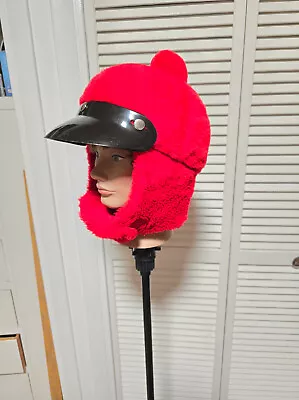 Vtg Snowmobile Helmet Sunfrost Inc. Milwaukee Wisconsin Red Fuzzy  Bubble Visor • $55