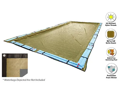 Supreme Plus Rectangle Tan Swimming Pool In-Ground Winter Cover (Choose Sizes) • $89.99