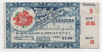 1950 College Football Rose Bowl Ticket Pasadena • $22.49