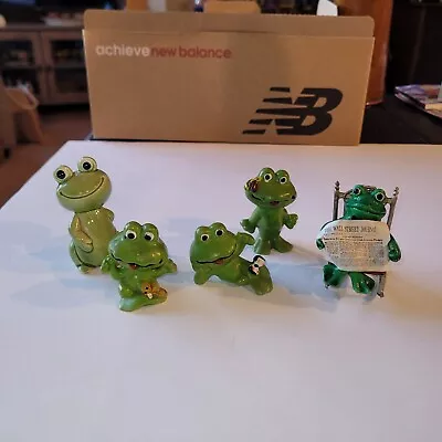 Vintage Green Frog Ceramic/PVC Lot Of 5 Figurines  • $25